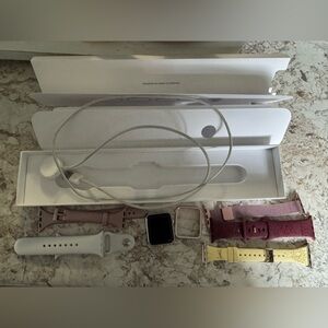 Apple Watch Series 3 38mm with extra bands and bumper.